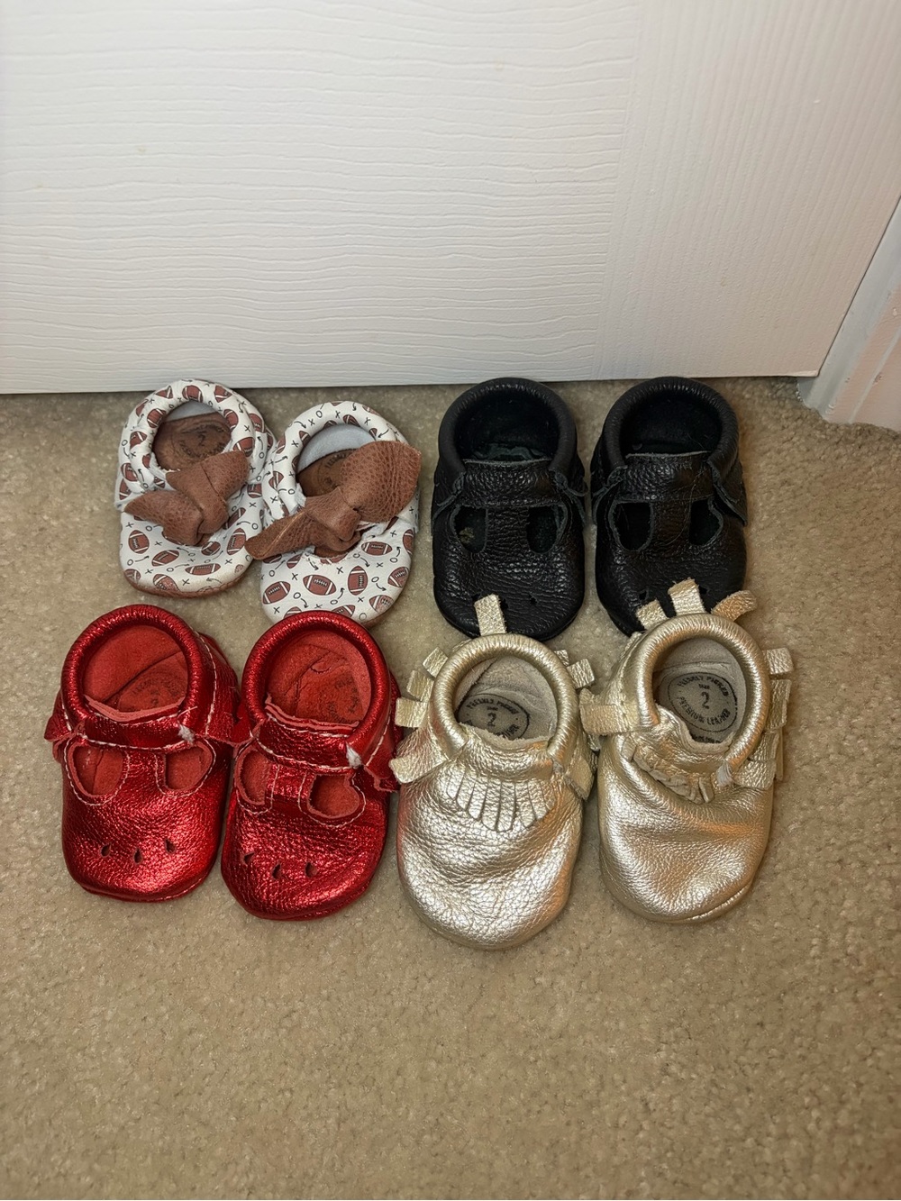 Freshly Picked Baby Moccasin Bundle — Red, Gold, Black, White with Brown